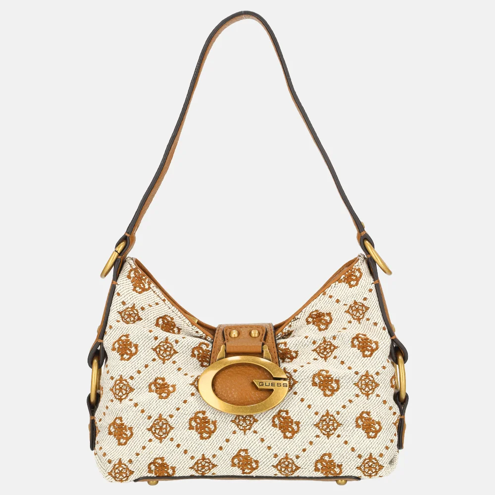 Guess Camden Mini schoudertas cognac logo